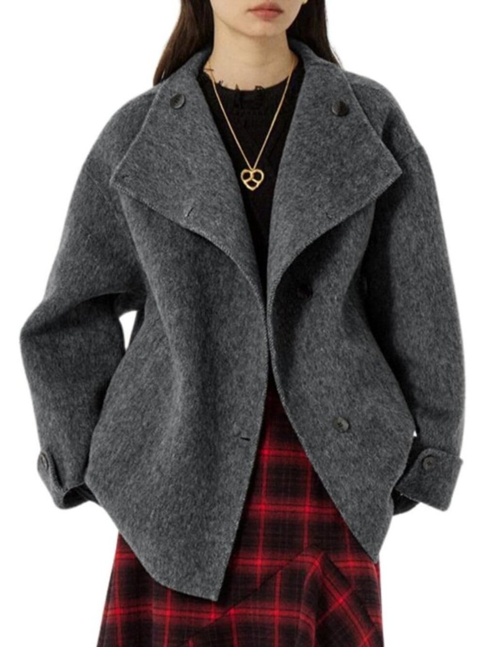 Cozy Women's Winter Wool Trench Coat - Stand Collar, Single Breasted, Loose Fit